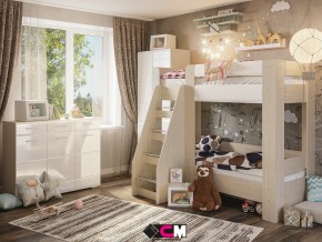 Детская Симба с двухъярусной кроватью белый глянец в Арамиле - aramil.magazinmebel.ru | фото - изображение 1