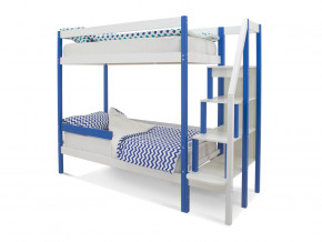 Двухъярусная кровать Svogen с бортиком синий-белый в Арамиле - aramil.magazinmebel.ru | фото