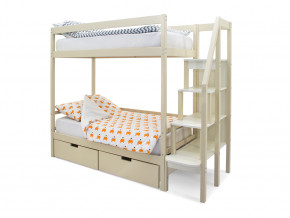 Двухъярусная кровать Svogen с ящиками бежевый в Арамиле - aramil.magazinmebel.ru | фото - изображение 1