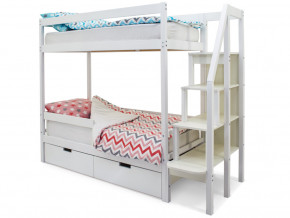 Двухъярусная кровать Svogen с ящиками и бортиком белый в Арамиле - aramil.magazinmebel.ru | фото - изображение 1