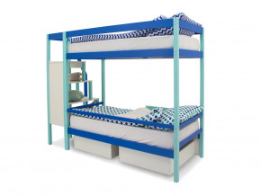 Двухъярусная кровать Svogen с ящиками и бортиком мятно-синий в Арамиле - aramil.magazinmebel.ru | фото - изображение 4