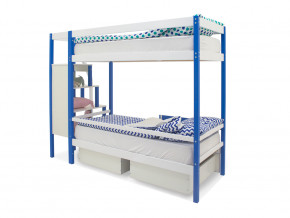 Двухъярусная кровать Svogen с ящиками и бортиком сине-белый в Арамиле - aramil.magazinmebel.ru | фото - изображение 4