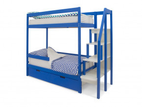 Двухъярусная кровать Svogen с ящиками и бортиком синий в Арамиле - aramil.magazinmebel.ru | фото