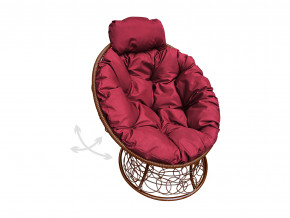 Кресло Папасан мини пружинка с ротангом бордовая подушка в Арамиле - aramil.magazinmebel.ru | фото