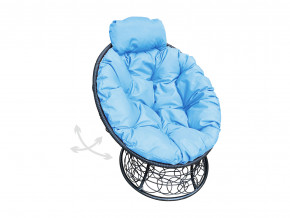 Кресло Папасан мини пружинка с ротангом голубая подушка в Арамиле - aramil.magazinmebel.ru | фото - изображение 1