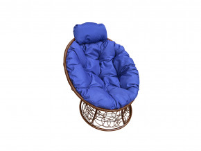 Кресло Папасан мини с ротангом синяя подушка в Арамиле - aramil.magazinmebel.ru | фото