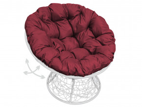 Кресло Папасан пружинка с ротангом бордовая подушка в Арамиле - aramil.magazinmebel.ru | фото - изображение 1