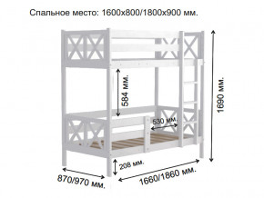 Кровать 2-х ярусная Аист-2 Классика белый 1800х900 мм в Арамиле - aramil.magazinmebel.ru | фото - изображение 2