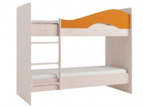 Кровать 2-х ярусная Мая на латофлексах млечный дуб, оранжевая в Арамиле - aramil.magazinmebel.ru | фото - изображение 1