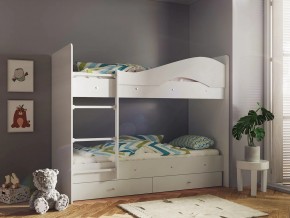 Кровать 2-х ярусная Мая с ящиками на латофлексах белый в Арамиле - aramil.magazinmebel.ru | фото