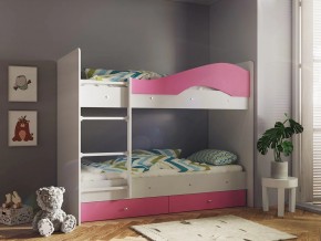 Кровать 2-х ярусная Мая с ящиками на латофлексах белый-розовый в Арамиле - aramil.magazinmebel.ru | фото