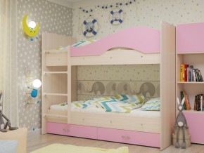 Кровать 2-х ярусная Мая с ящиками на латофлексах розовая в Арамиле - aramil.magazinmebel.ru | фото - изображение 1