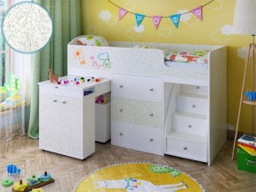 Кровать чердак Малыш 70х160 белый с фасадом для рисования феритейл в Арамиле - aramil.magazinmebel.ru | фото