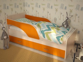 Кровать детская Максимка млечный дуб-оранж в Арамиле - aramil.magazinmebel.ru | фото