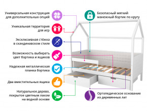 Кровать-домик мягкий Svogen с ящиками и бортиком белый в Арамиле - aramil.magazinmebel.ru | фото - изображение 8