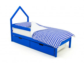 Кровать-домик мини Svogen с ящиками и бортиком синий в Арамиле - aramil.magazinmebel.ru | фото - изображение 1