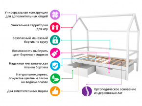Кровать-домик Svogen с фото с ящиками и бортиком белый/лисята в Арамиле - aramil.magazinmebel.ru | фото - изображение 2