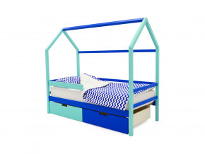 Кровать-домик Svogen с ящиками и бортиком мятно-синий в Арамиле - aramil.magazinmebel.ru | фото