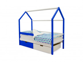 Кровать-домик Svogen с ящиками и бортиком сине-белый в Арамиле - aramil.magazinmebel.ru | фото - изображение 1