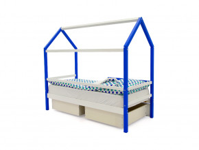 Кровать-домик Svogen с ящиками и бортиком сине-белый в Арамиле - aramil.magazinmebel.ru | фото - изображение 3