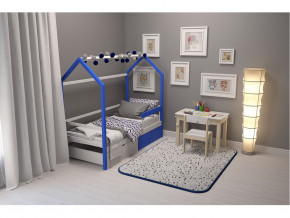 Кровать-домик Svogen с ящиками и бортиком сине-белый в Арамиле - aramil.magazinmebel.ru | фото - изображение 7