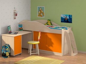Кровать Дюймовочка 3 с лестницей Дельта 23.4 Оранжевый в Арамиле - aramil.magazinmebel.ru | фото - изображение 1