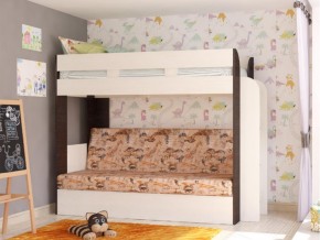 Кровать двухъярусная Карамель 75 венге ткань савана в Арамиле - aramil.magazinmebel.ru | фото