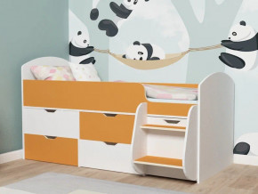 Кровать Малыш-7 белое дерево-оранжевый в Арамиле - aramil.magazinmebel.ru | фото