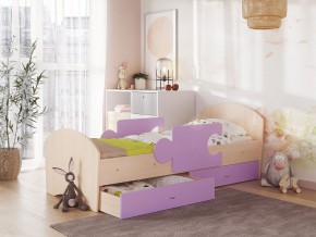 Кровать Мозаика с ящиком и бортиками на ламелях дуб млечный-розовый в Арамиле - aramil.magazinmebel.ru | фото