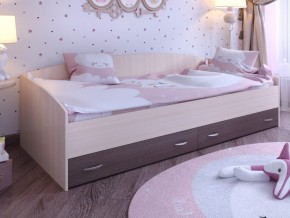 Кровать с выкатными ящиками Дуб молочный-Бодего в Арамиле - aramil.magazinmebel.ru | фото