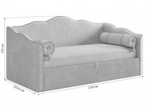 Кровать софа Лея 900 велюр галька/графит в Арамиле - aramil.magazinmebel.ru | фото - изображение 2