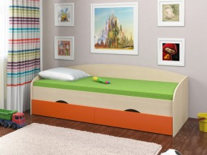 Кровать Соня 2 дуб молочный-оранжевый в Арамиле - aramil.magazinmebel.ru | фото