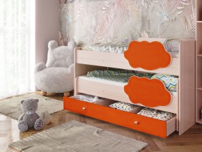 Кровать Соник с ящиком млечный дуб-оранж в Арамиле - aramil.magazinmebel.ru | фото