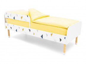 Кровать Stumpa Классика с бортиком рисунок Треугольники желтый, синий в Арамиле - aramil.magazinmebel.ru | фото