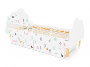 Кровать Stumpa Облако бортик и ящики рисунок Домики розовый, бирюзовый в Арамиле - aramil.magazinmebel.ru | фото - изображение 6