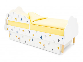 Кровать Stumpa Облако бортик и ящики рисунок Треугольники желтый, синий в Арамиле - aramil.magazinmebel.ru | фото - изображение 1
