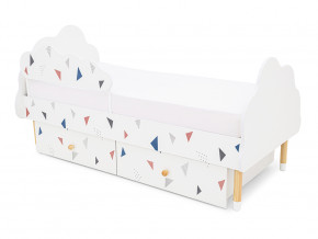 Кровать Stumpa Облако бортик и ящики рисунок Треугольники розовый, синий в Арамиле - aramil.magazinmebel.ru | фото - изображение 6