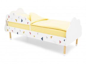 Кровать Stumpa Облако бортик, рисунок Треугольники желтый, синий, розовый в Арамиле - aramil.magazinmebel.ru | фото