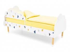 Кровать Stumpa Облако с бортиком рисунок Треугольники желтый, синий в Арамиле - aramil.magazinmebel.ru | фото - изображение 1