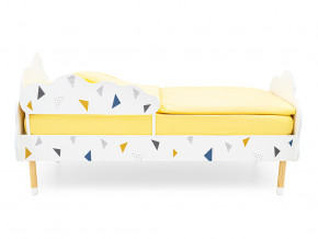 Кровать Stumpa Облако с бортиком рисунок Треугольники желтый, синий в Арамиле - aramil.magazinmebel.ru | фото - изображение 3