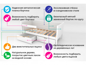 Кровать-тахта мягкая Svogen с ящиками и бортиком мятно-синий в Арамиле - aramil.magazinmebel.ru | фото - изображение 3