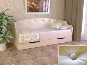 Кровать Юниор Тип 2 дуб молочный-белый перламутр 800х1600 в Арамиле - aramil.magazinmebel.ru | фото