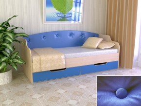 Кровать Юниор Тип 2 дуб молочный/синий 800х1600 в Арамиле - aramil.magazinmebel.ru | фото