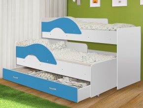 Кровать выкатная Радуга с ящиком 80х160 белая-голубой в Арамиле - aramil.magazinmebel.ru | фото - изображение 1