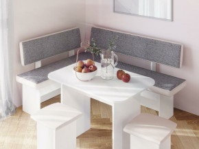 Кухонный уголок Парма Белый, ткань серая в Арамиле - aramil.magazinmebel.ru | фото - изображение 3