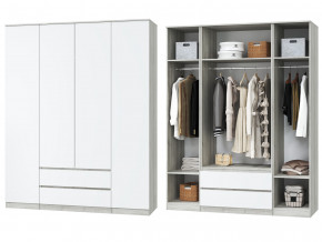 Шкаф для одежды четырехдверный Лори дуб серый, белый в Арамиле - aramil.magazinmebel.ru | фото