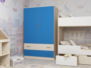 Шкаф двухстворчатый дуб молочный-голубой в Арамиле - aramil.magazinmebel.ru | фото