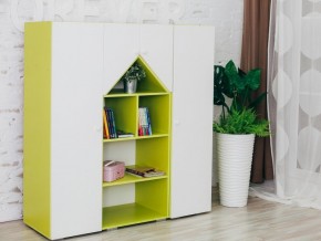 Шкаф-стеллаж Домик с пеналами зеленый-белый в Арамиле - aramil.magazinmebel.ru | фото - изображение 1