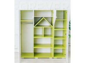 Шкаф-стеллаж Домик с пеналами зеленый-белый в Арамиле - aramil.magazinmebel.ru | фото - изображение 2