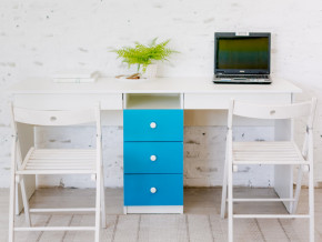 Стол письменный двухместный В 5 голубой в Арамиле - aramil.magazinmebel.ru | фото